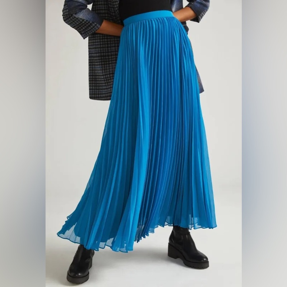 Anthropologie MAROON pleated maxi skirt